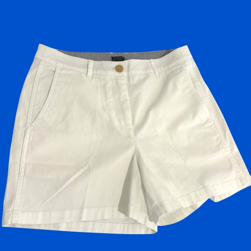 New J.Crew Chino White Thick Cotton Shorts Women 4 Stretch Summer Coastal - Picture 3 of 10